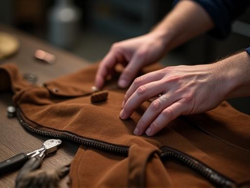 Veste en cuir en cours de nettoyage
