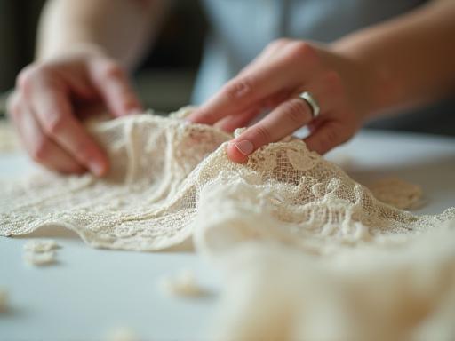 Tissu délicat en cours de restauration